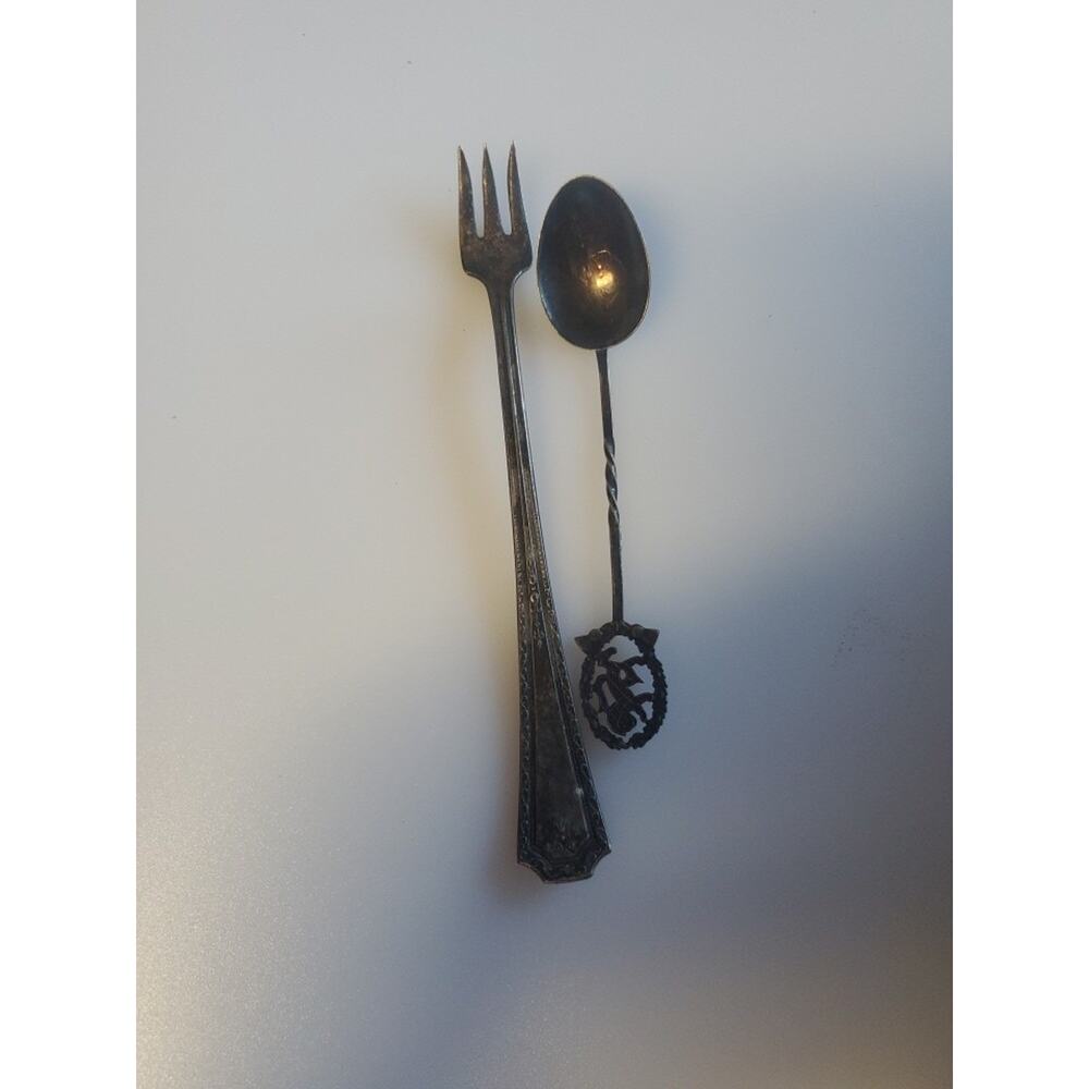 Antique flatware serving spoon fork